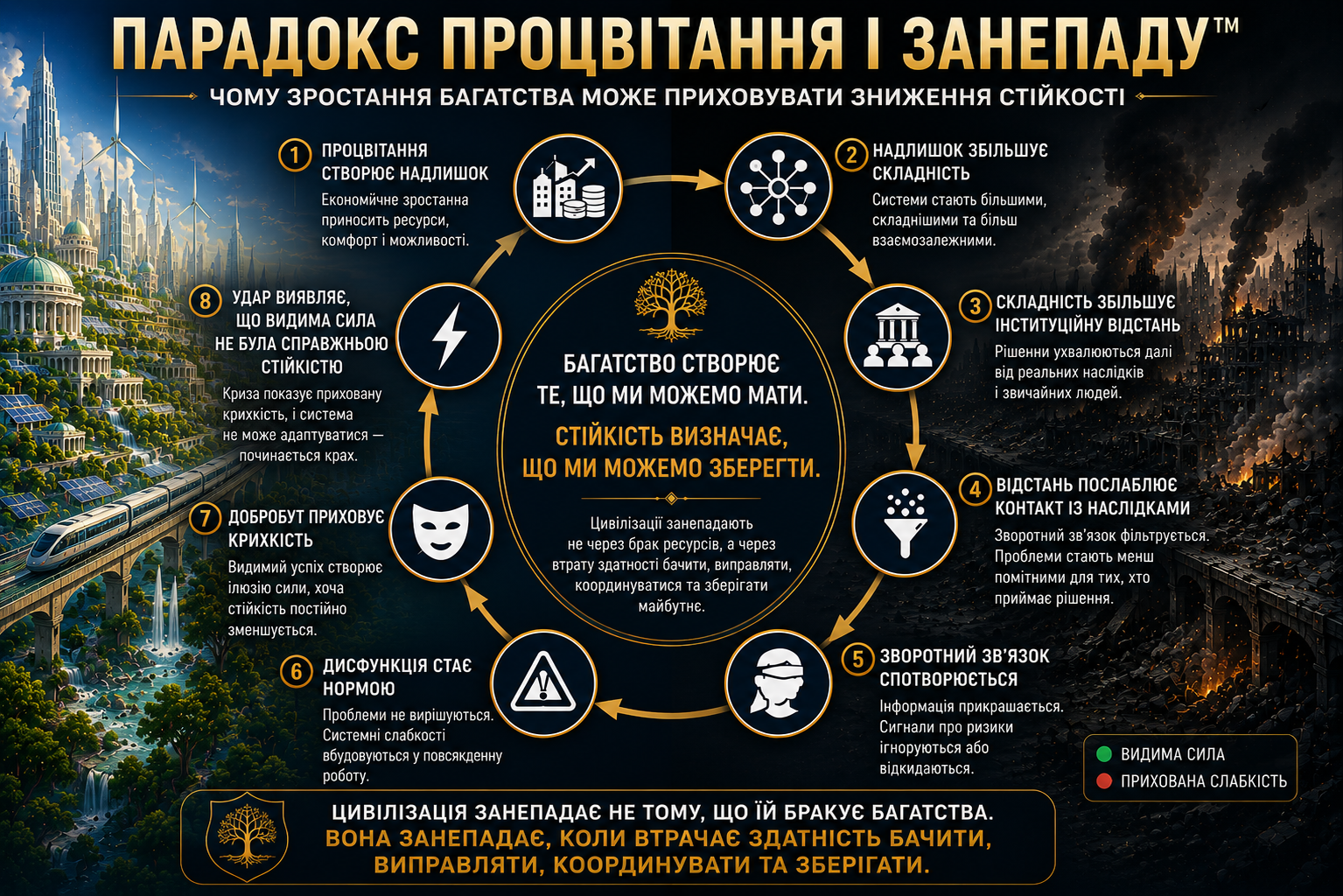 Восьмиетапний Парадокс процвітання і занепаду від надлишку до виявлення прихованої крихкості