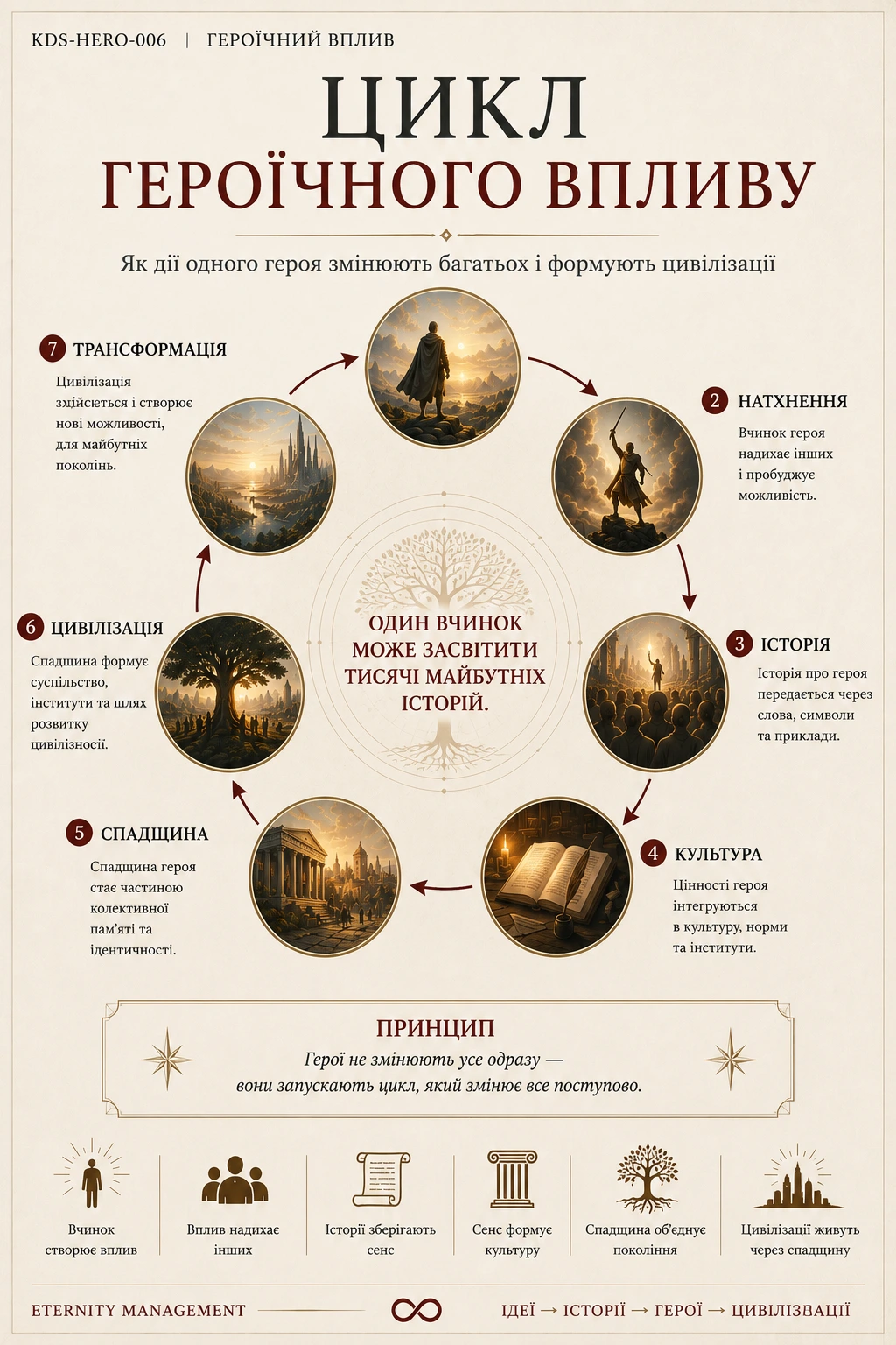 Цикл героїчного впливу: дія, натхнення, історія, культура, спадщина, цивілізація і трансформація