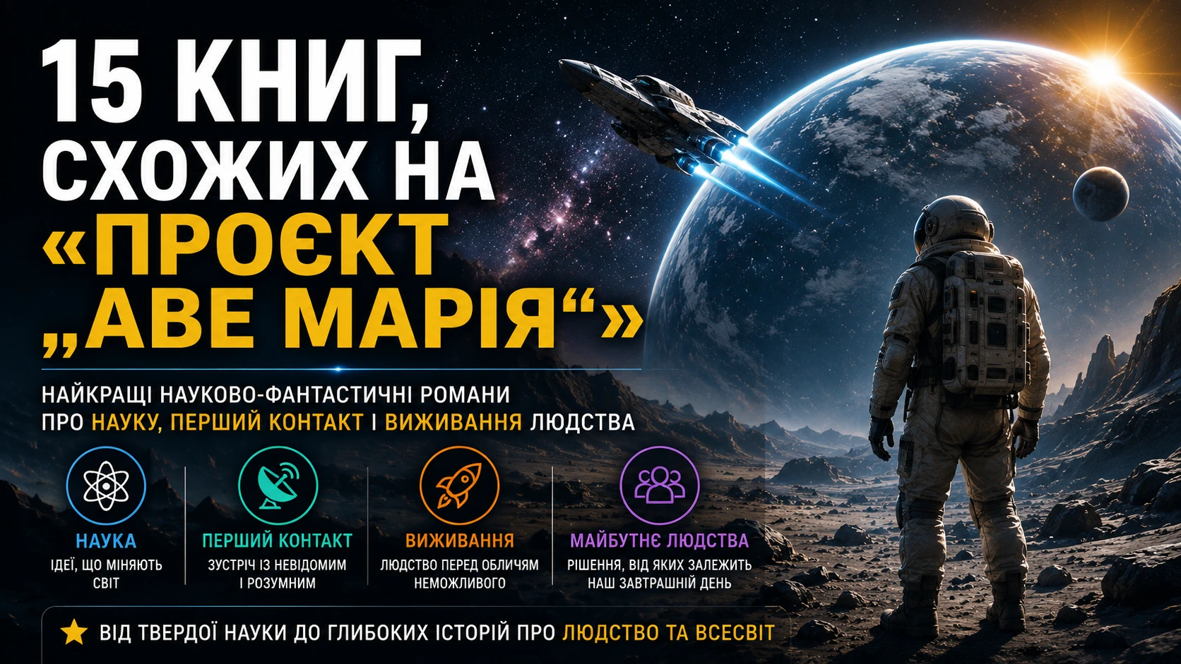 15 книг, схожих на «Проєкт „Аве Марія“»: наука, перший контакт і виживання