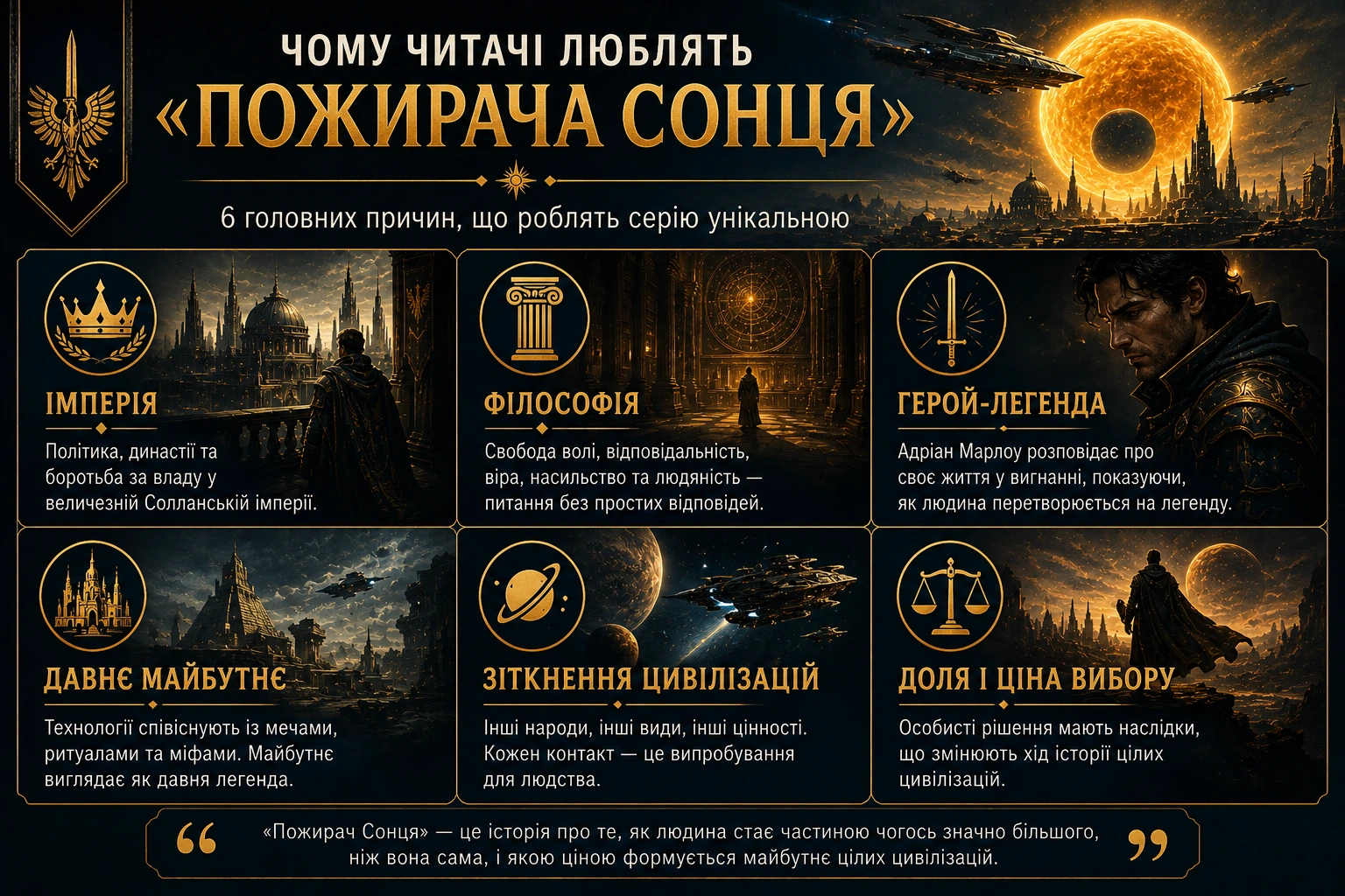 Шість причин любити «Пожирача Сонця»: імперія, філософія, герой-легенда, давнє майбутнє, зіткнення цивілізацій і ціна вибору