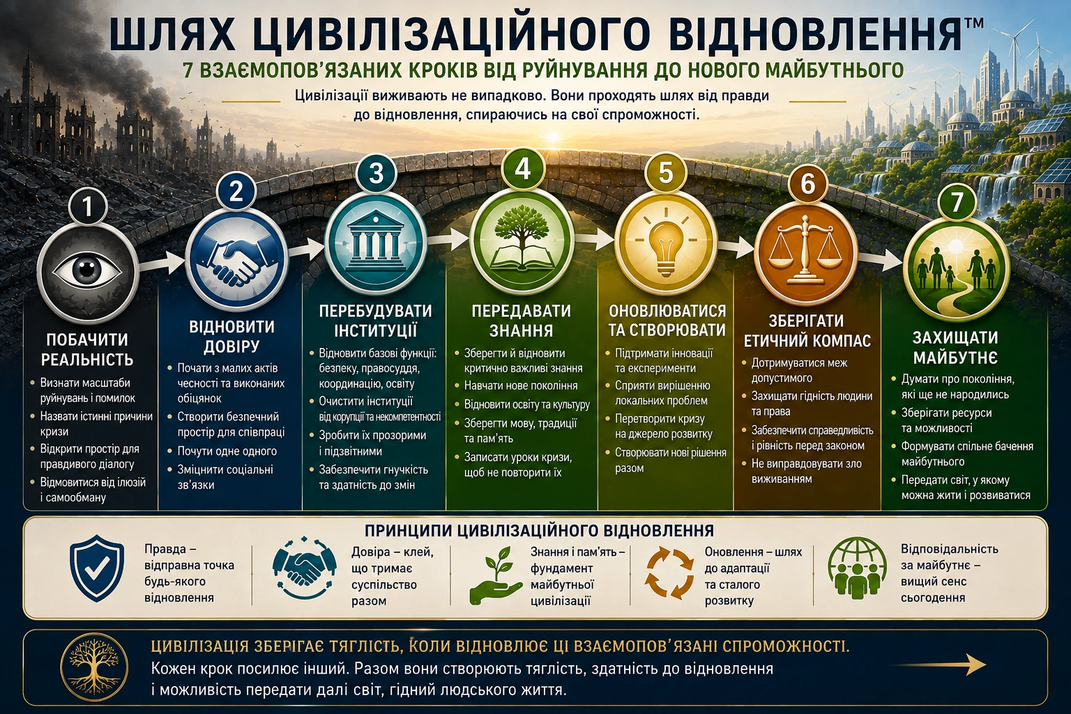 Сім взаємопов’язаних кроків шляху цивілізаційного відновлення