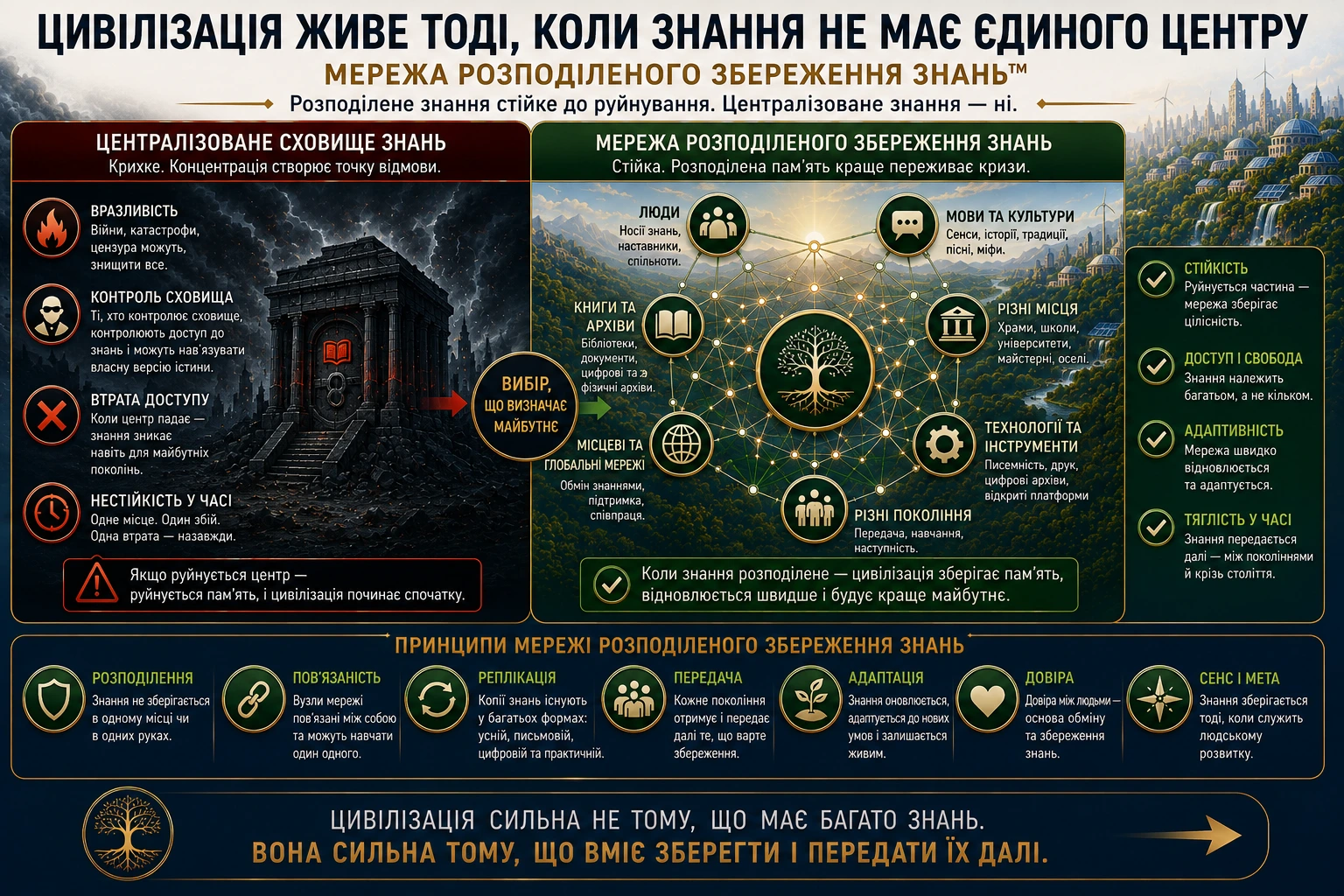 Порівняння централізованого сховища знань із мережею розподіленого збереження