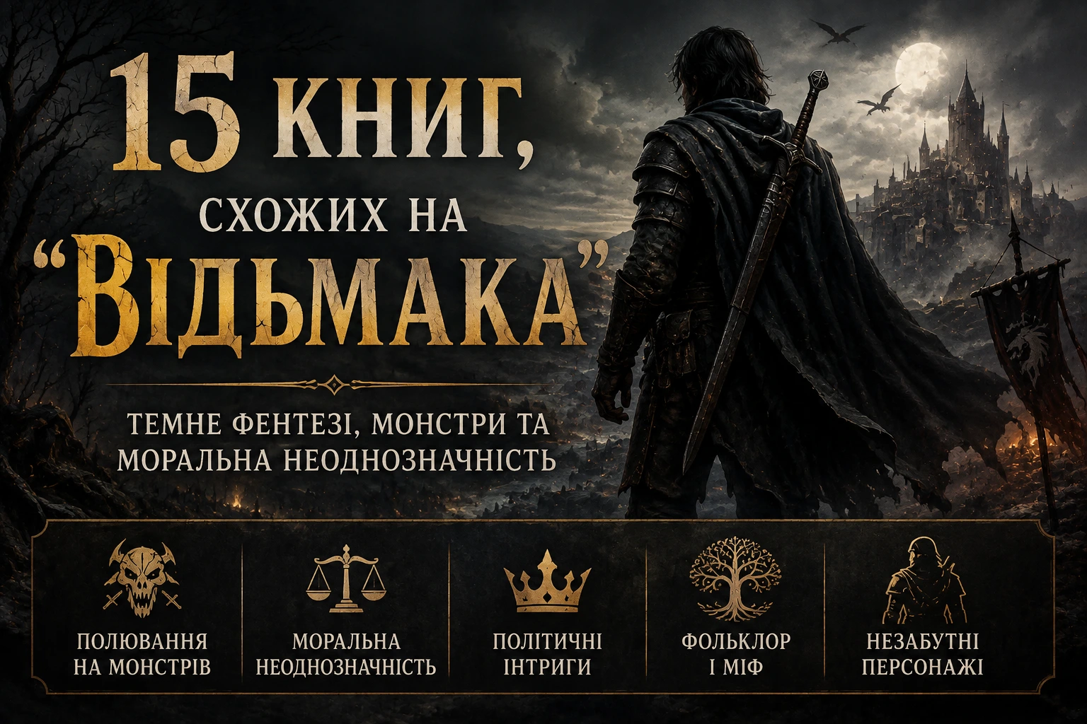 15 книг, схожих на «Відьмака»: темне фентезі, монстри та моральна неоднозначність