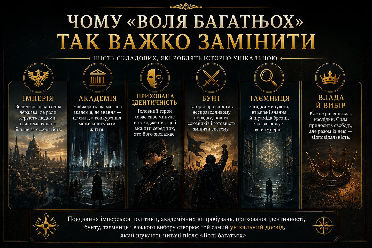 Чому «Волю багатьох» важко замінити: імперія, академія, прихована ідентичність, бунт, таємниця та влада