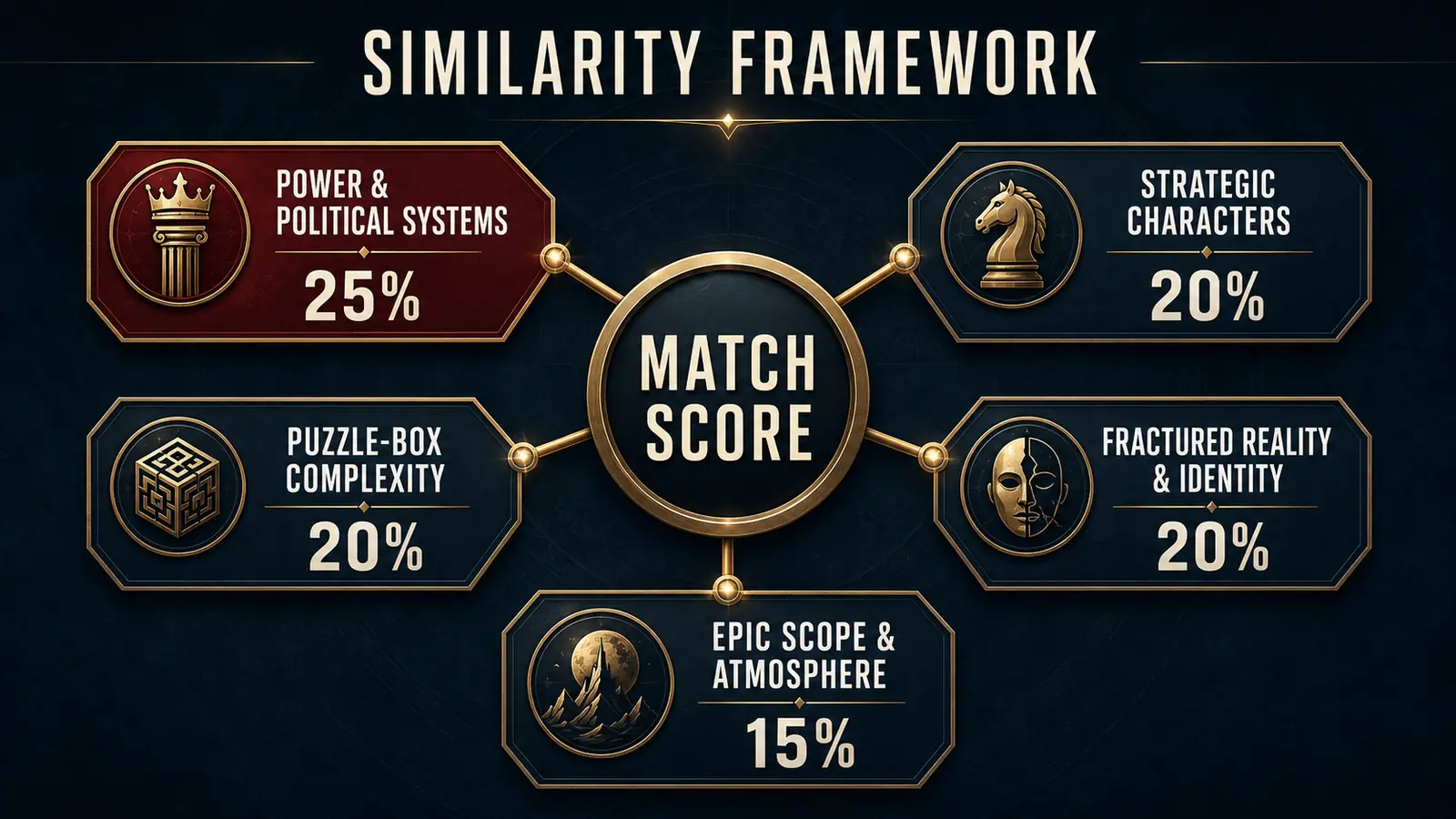 Five similarity criteria for books like The Strength of the Few: power, strategy, complexity, identity, and epic scope