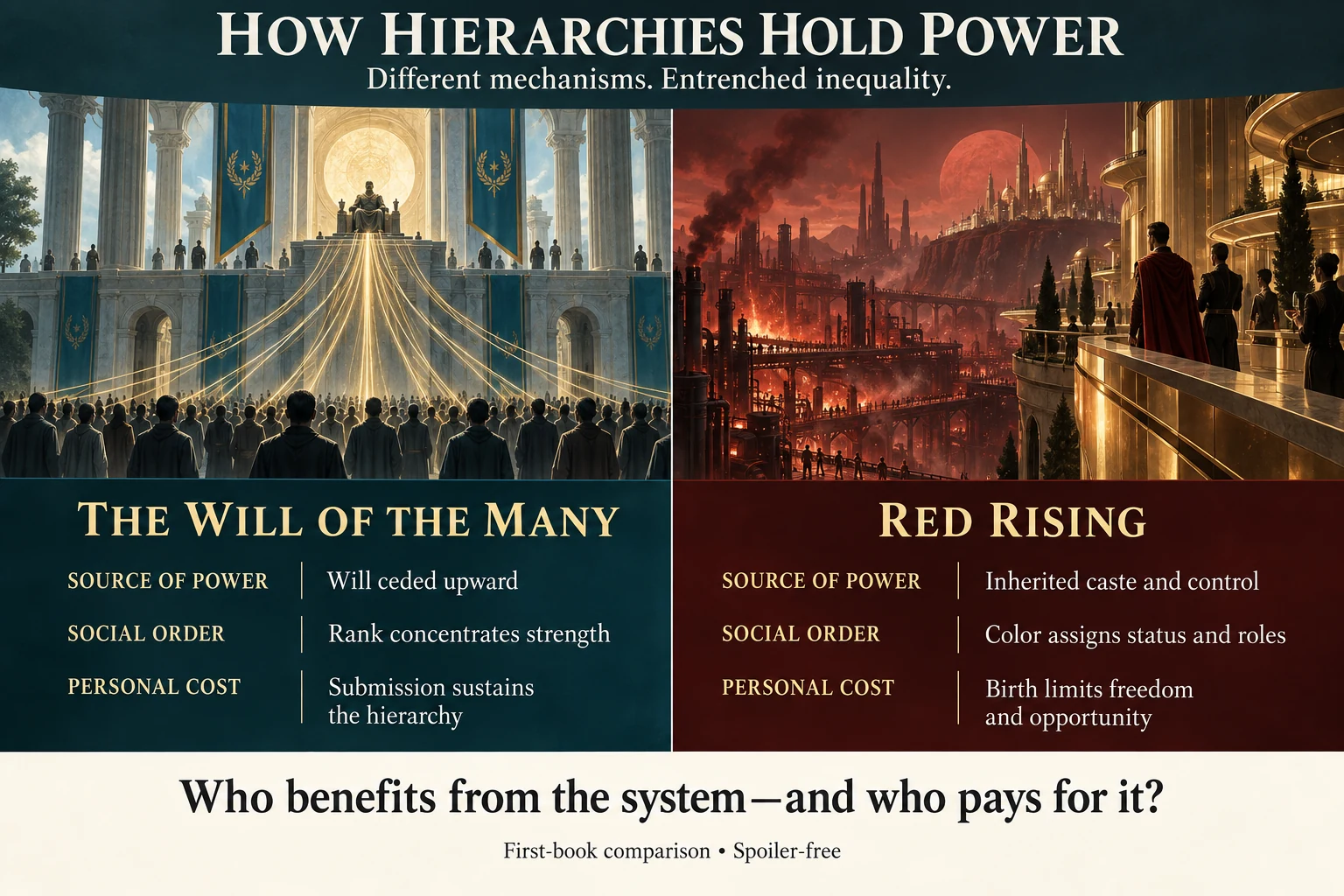 Will ceded upward compared with inherited caste and control in Red Rising